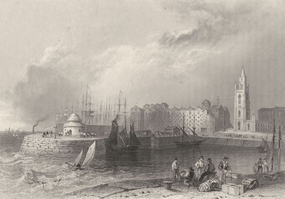 LIVERPOOL. St. Nicholas Church. (George's Basin) .  1842 old antique print